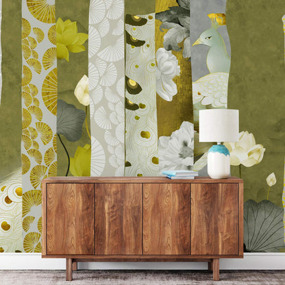 Abstract Peacock Wallpaper Mural Room