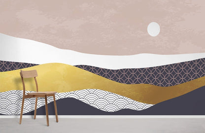 mural wallpaper depicting an abstract morning, ideal for use in interior design