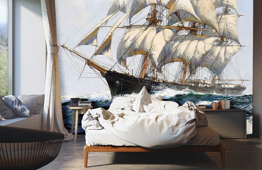 Vintage Nautical Ship Ocean Wall Mural Wallpaper