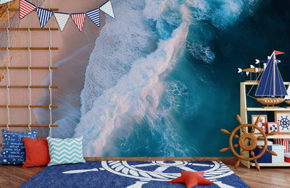 Aerial Coastline Surf Mural Wallpaper