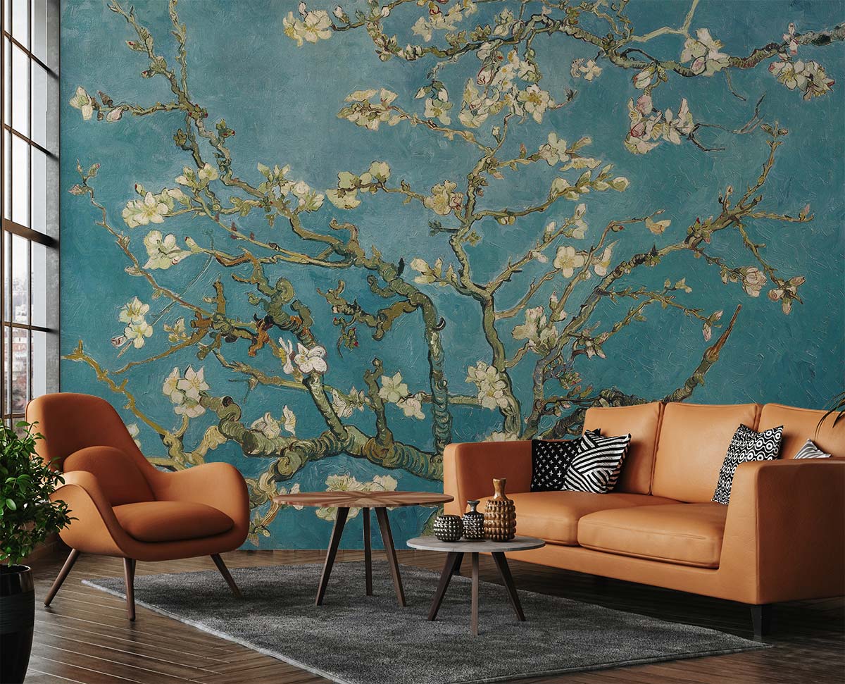 Vintage Blossom Blue Floral Mural Wallpaper