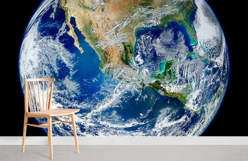 Peinture murale de la vue de la Terre bleue dans l'espace