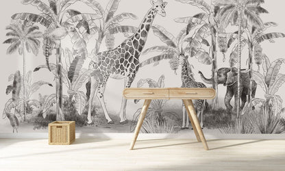 The Animals in the Tropic Sketch Wallpaper Mural Will Be Used to Decorate the Hallway.