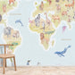 Animal World Map Nursery Mural Wallpaper