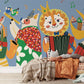 Children's rooms can be decorated with mural wallpaper depicting an animal symphony orchestra.