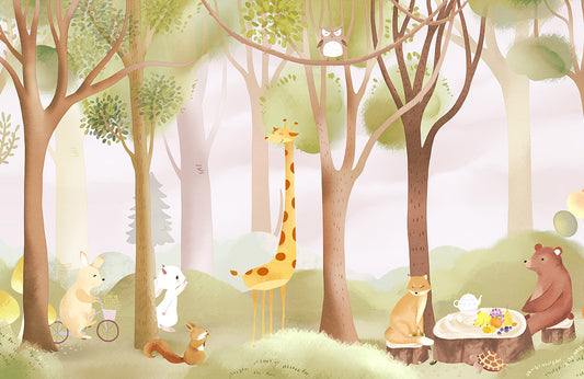 Whimsical Forest Animal Children's Wallpaper Mural