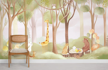 Whimsical Forest Animal Children's Wallpaper Mural