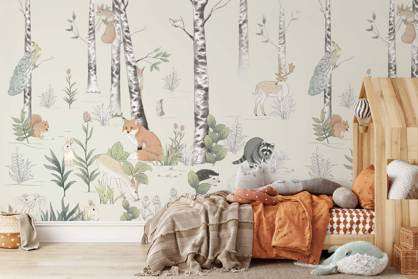 Enchanted Forest Animal Cartoon Mural Wallpaper