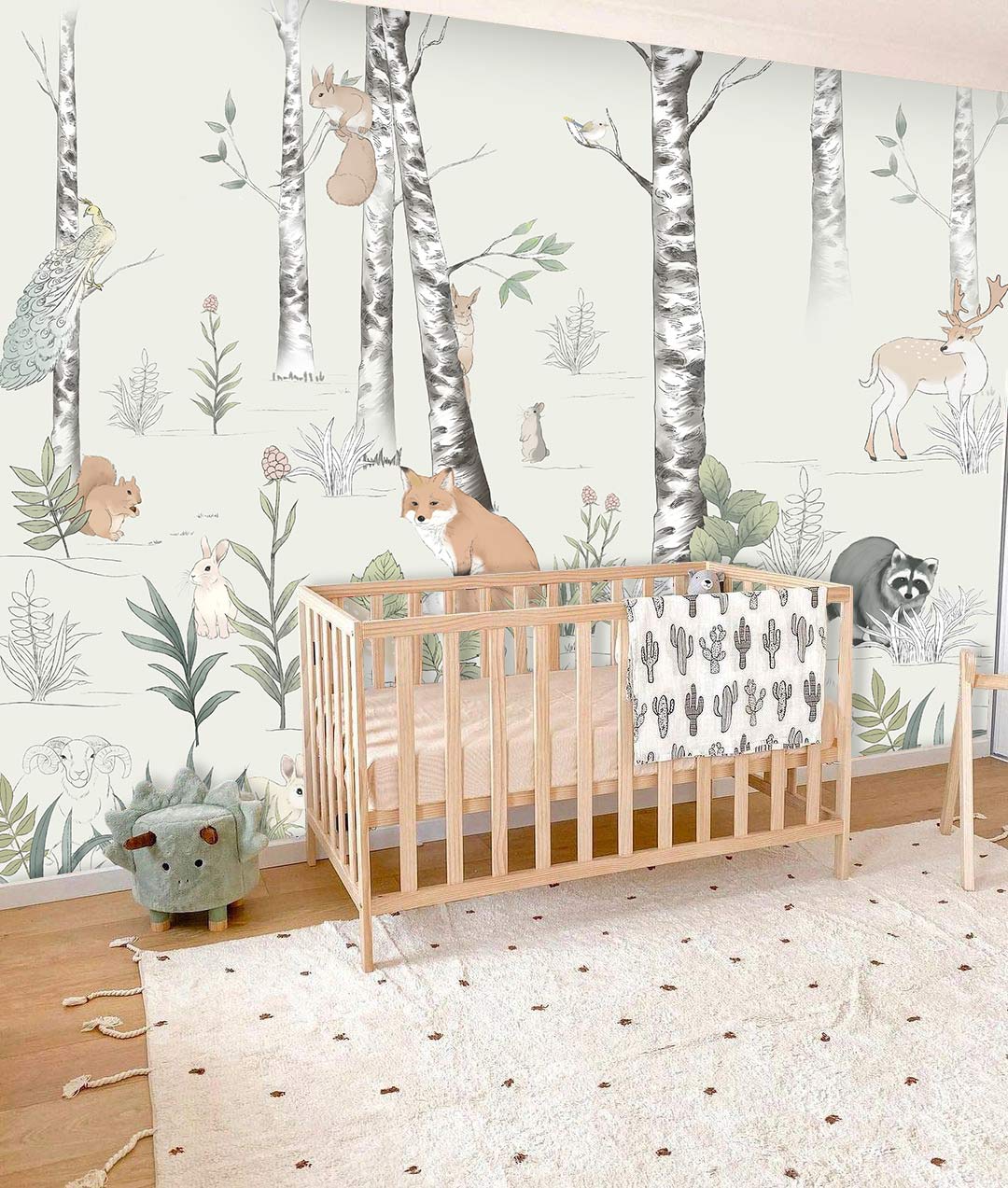 Enchanted Forest Animal Cartoon Mural Wallpaper