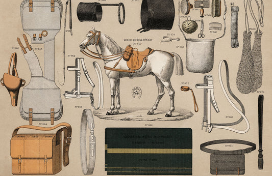 Vintage Equestrian Equipment Mural Wallpaper