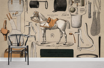 Vintage Equestrian Equipment Mural Wallpaper