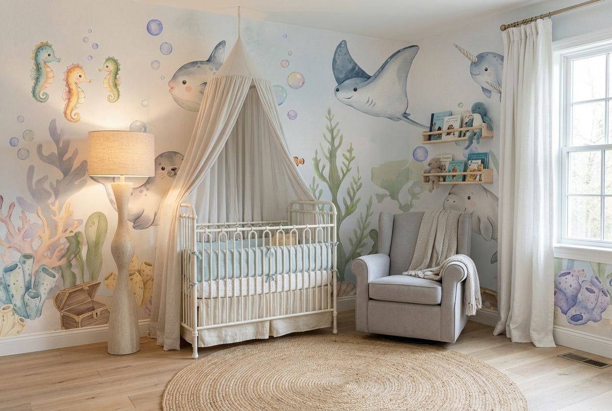 Aqua Sea Life Wallpaper Mural view 7