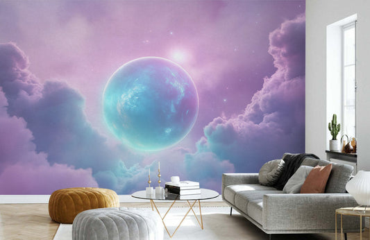 Aurora Moon Cloudscape Mural Wallpaper