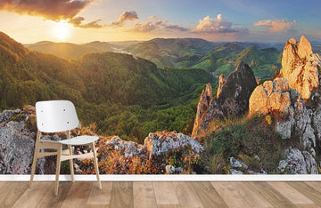Sunset Mountain Landscape Mural Wallpaper