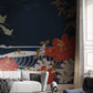 Crimson Sun and Flight Mural Wallpaper in living room