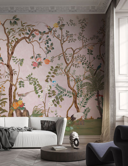 Blossom Serenade Mural Wallpaper in living room