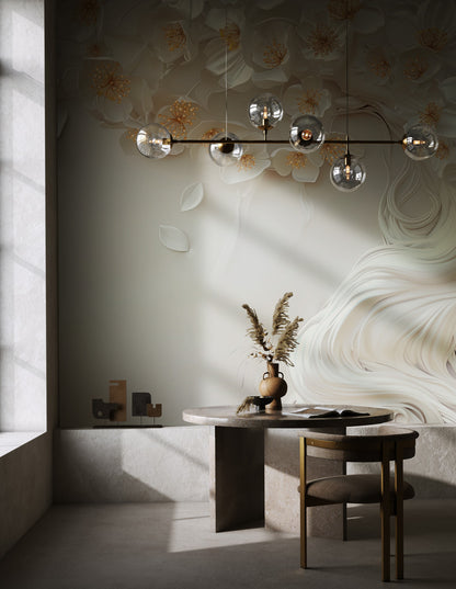 Luxurious Floral Harmony Mural Wallpaper in dining room