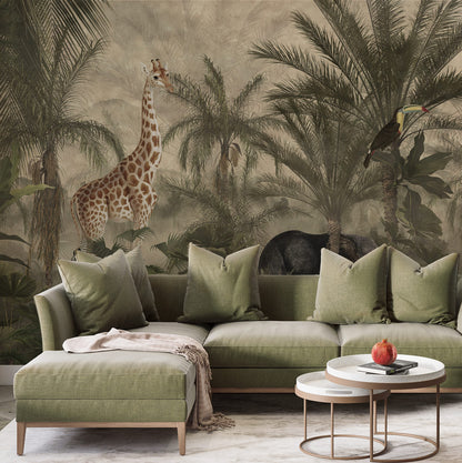 Jungle Haven Mural Wallpaper in living room