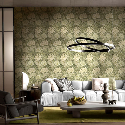 Verdant Floral Cascade Mural Wallpaper in living room