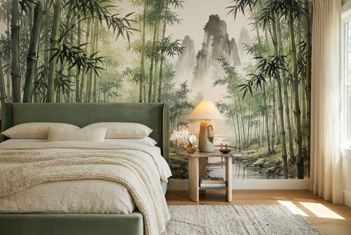 Bamboo Forest Bridge Green Wallpaper Mural - image 4