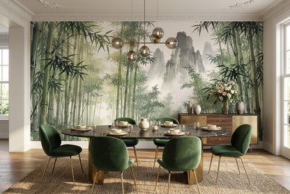 Bamboo Forest Bridge Green Wallpaper Mural - image 3