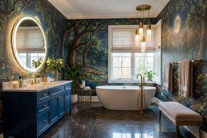 Magical Firefly Moonlit Forest Wallpaper Mural interior scene