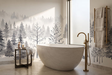 Gray Snow Winter Forest Wallpaper Mural