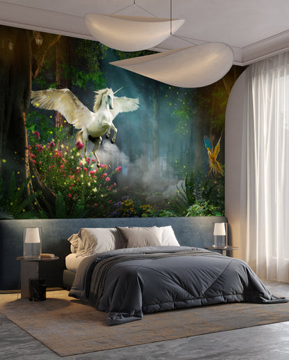Majestic Pegasus Realm Mural Wallpaper in bedroom