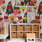 Festive Holiday Bears Gift Mural Wallpaper