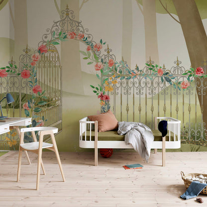 Gate with Flowers Wallpaper Mural Bedroom