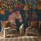 Luxury Equestrian Tassel Navy Mural Wallpaper