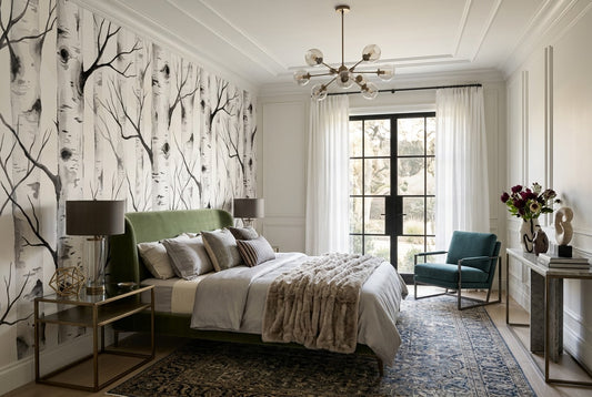 Delicate White Birch Forest Wallpaper Mural interior scene