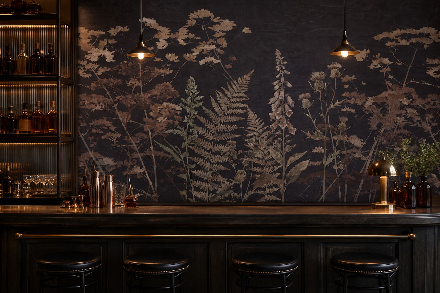 Dark Beige Botanical Garden Wallpaper Mural - 9