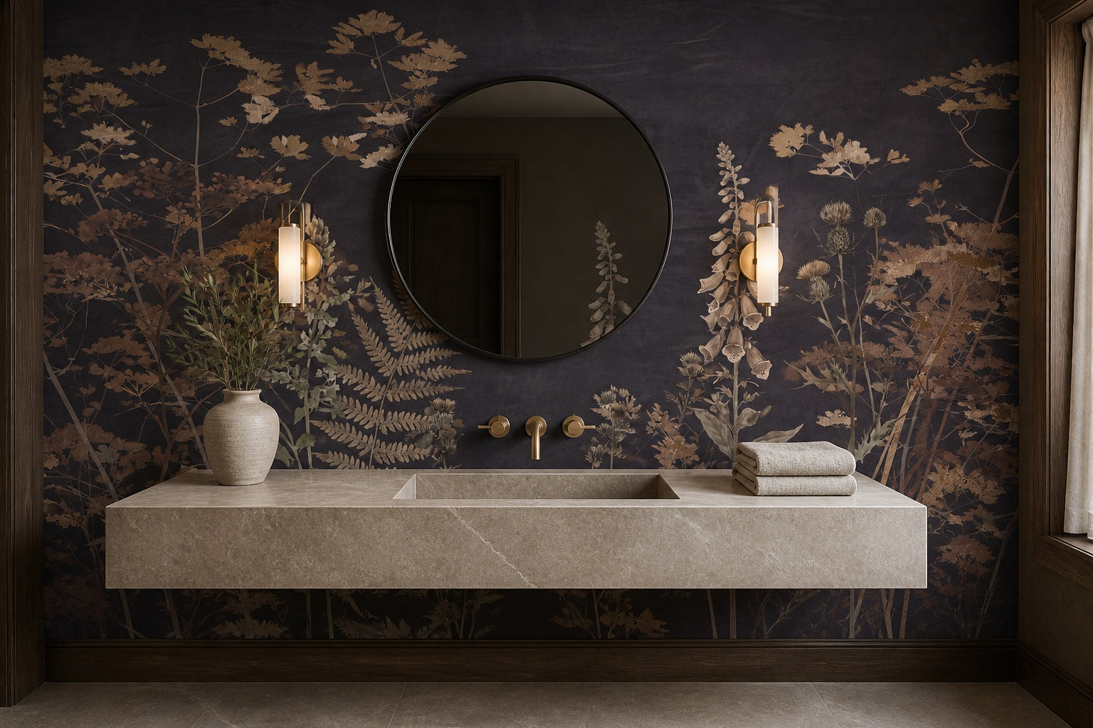 Dark Beige Botanical Garden Wallpaper Mural - 4
