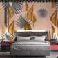 3D gold leaves wallpaper mural for bedroom