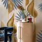 3D gold leaves wallpaper mural for hallway