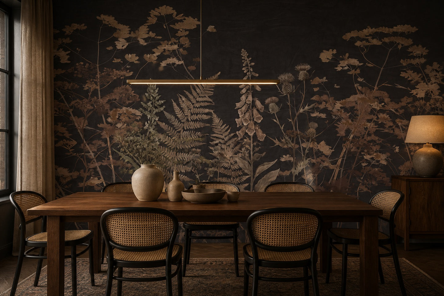 Dark Beige Botanical Garden Wallpaper Mural - 3