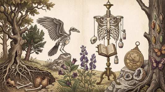 Skeleton Specimen Raven and Woodland Botanicals Halloween Wallpaper Mural - image 2