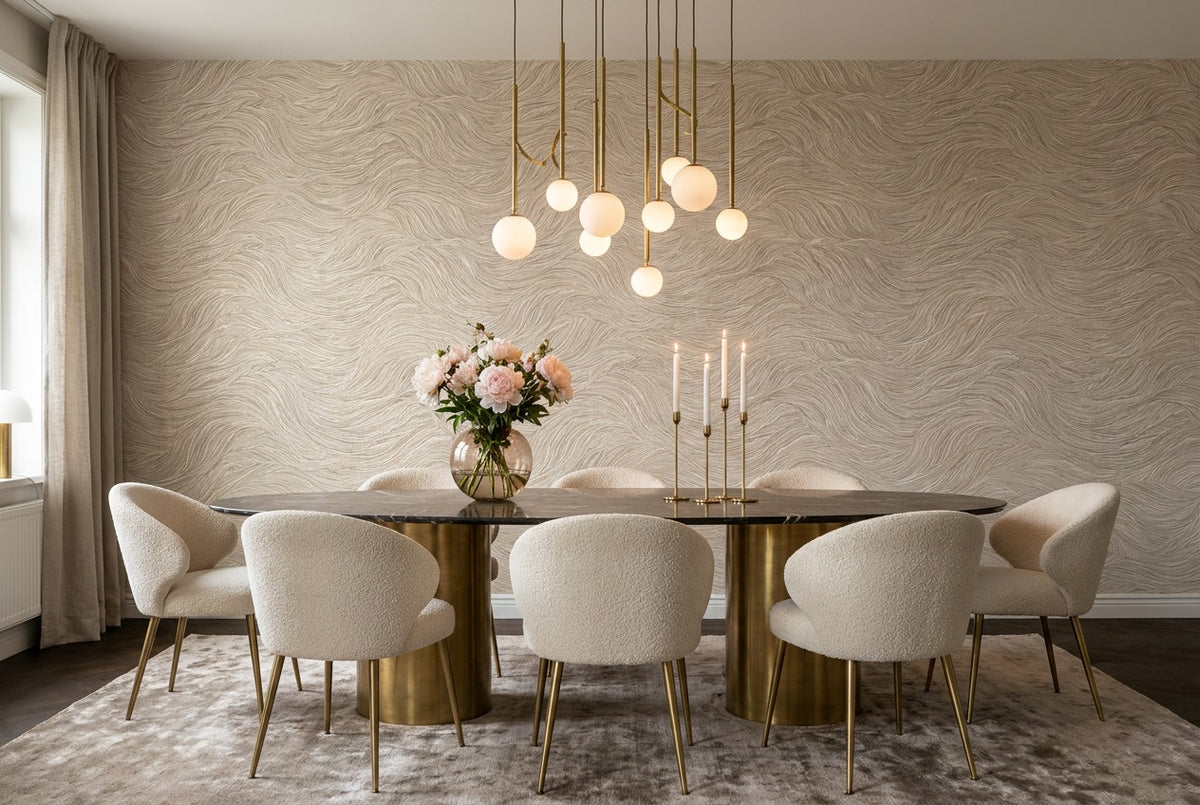 Beige Swirl Wallpaper Mural view 3