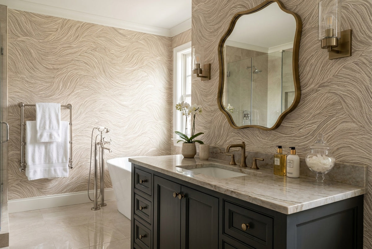 Beige Swirl Wallpaper Mural view 4