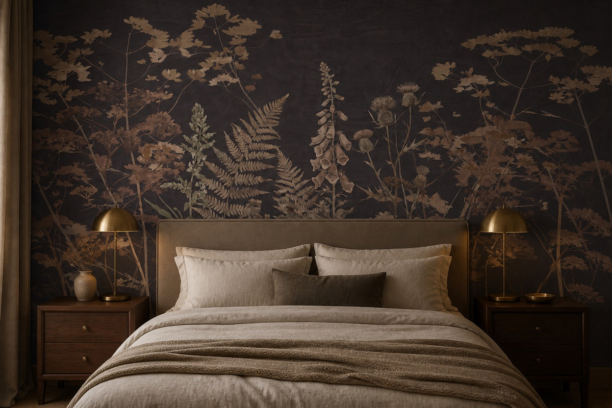 Dark Beige Botanical Garden Wallpaper Mural - 5