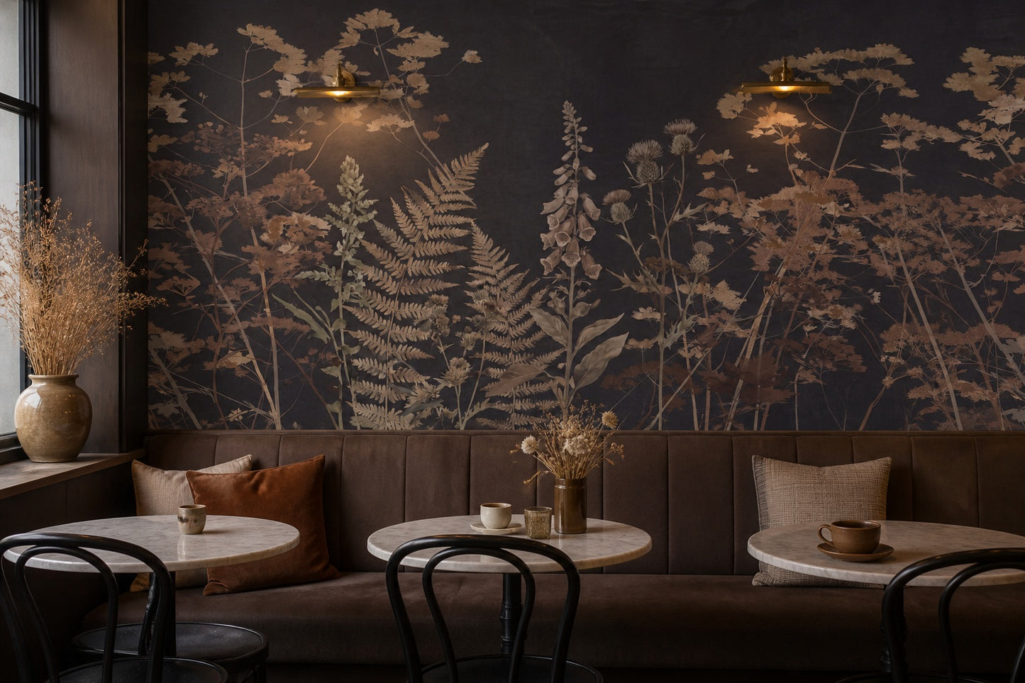 Dark Beige Botanical Garden Wallpaper Mural - 10