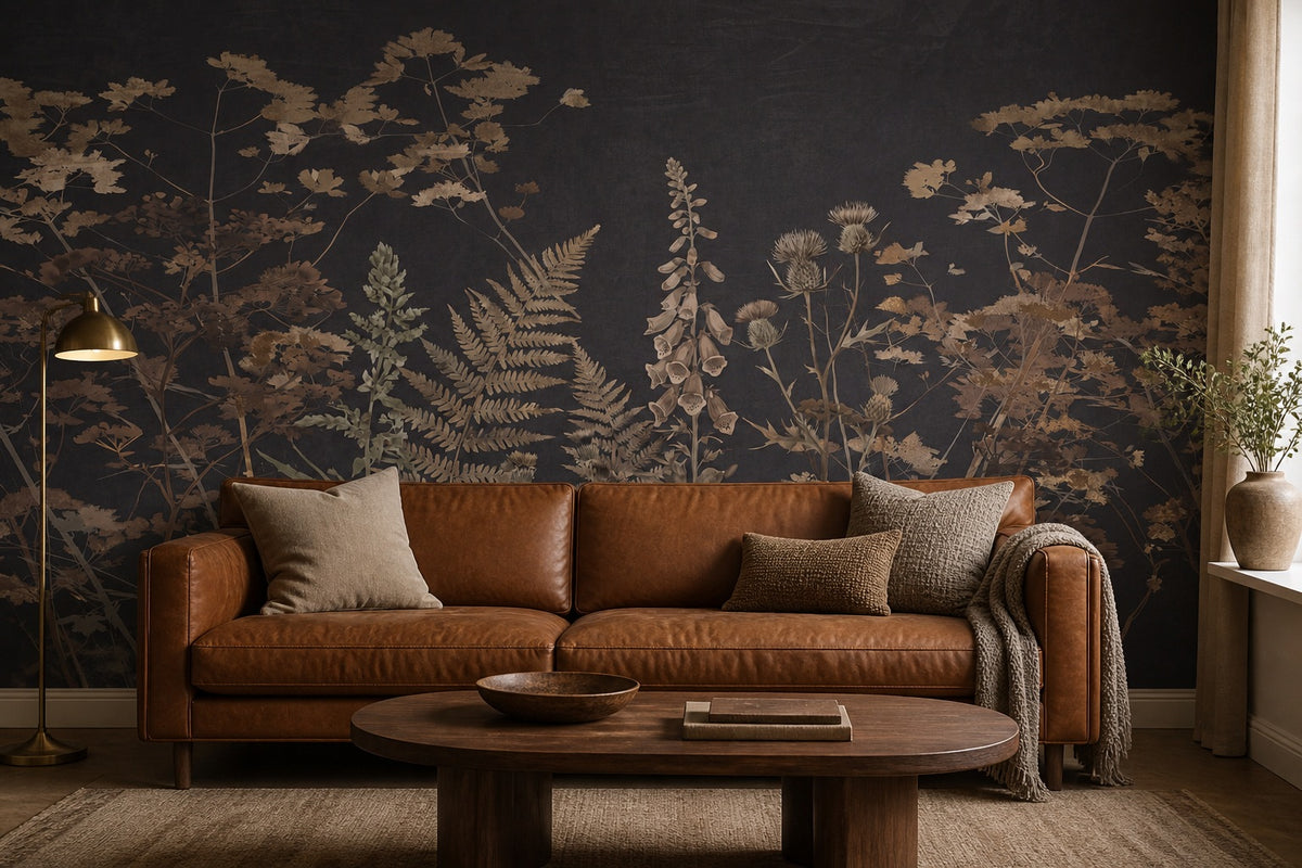 Dark Beige Botanical Garden Wallpaper Mural - 1