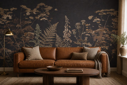 Dark Beige Botanical Garden Wallpaper Mural - 1