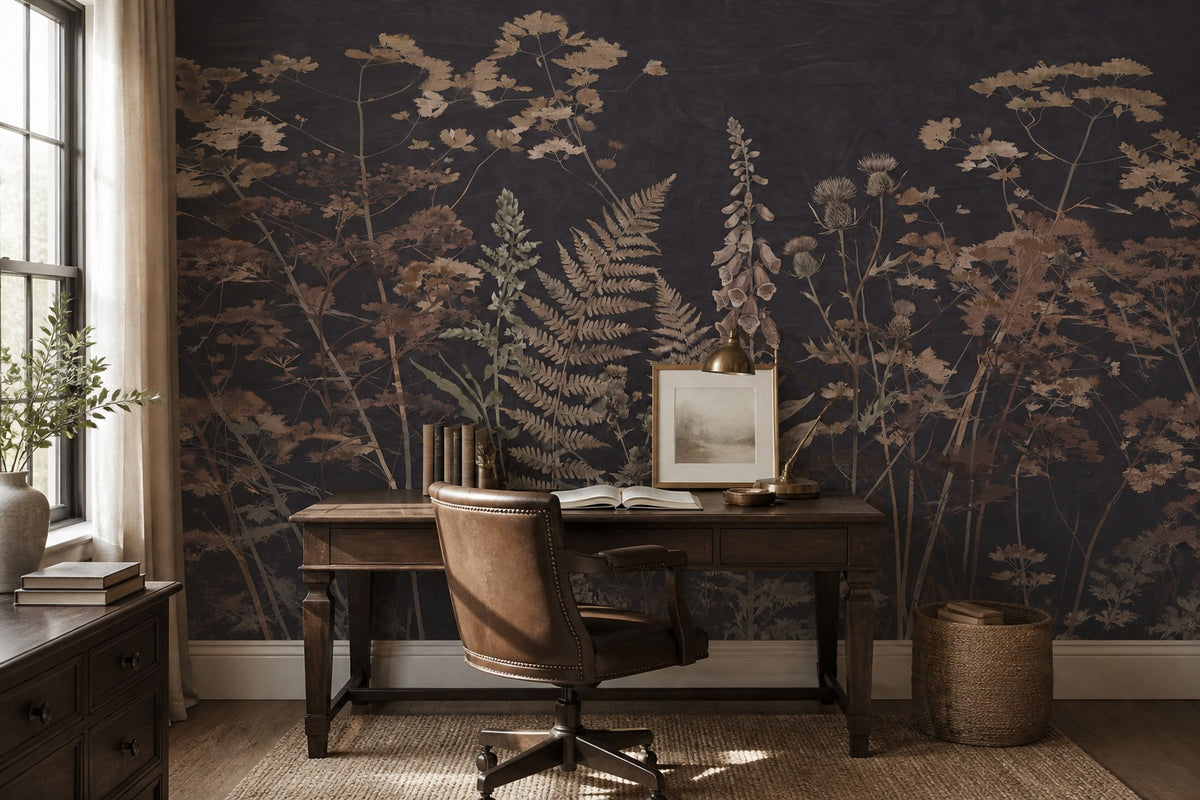 Dark Beige Botanical Garden Wallpaper Mural - 7