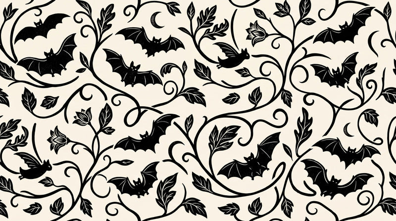 Bats and Leafy Vines Halloween Wallpaper Mural