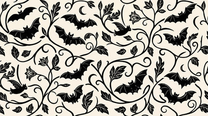Bats and Leafy Vines Halloween Wallpaper Mural - image 2
