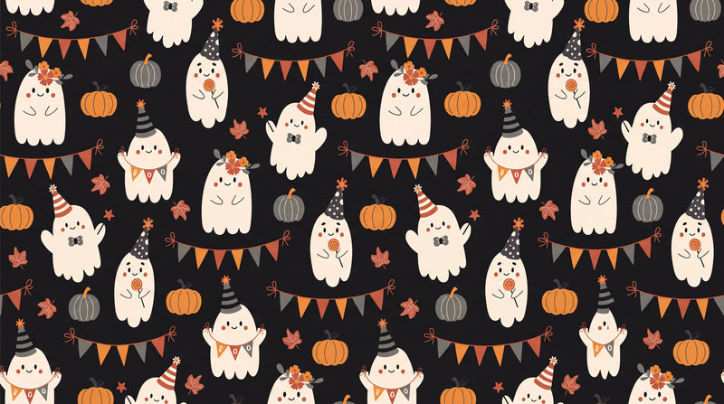 Party Ghosts Pumpkins and Garlands Halloween Wallpaper Mural - image 2