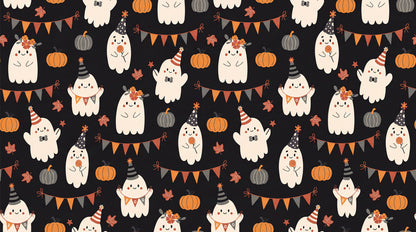 Party Ghosts Pumpkins and Garlands Halloween Wallpaper Mural - image 2