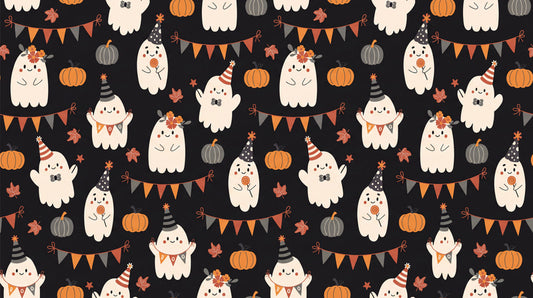 Party Ghosts Pumpkins and Garlands Halloween Wallpaper Mural - image 2
